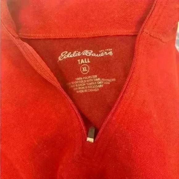 Eddie Bauer Men’s Tall XL 1/4 Zip Pullover Sweater Red - Picture 6 of 6